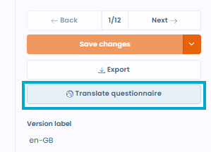 Translate questionnaire button in the template editor